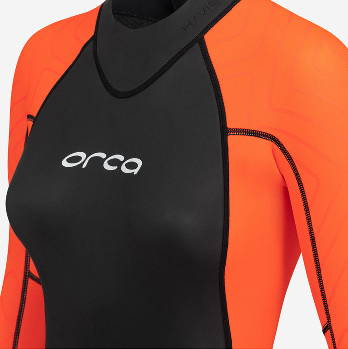 2024 Orca Dames Vitalis Hi-Vis Rug Ritssluiting Open Water Swim Wetsuit NN674601 - Black
